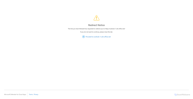 Security scan screenshot of https://outlook-1.cdn.office.net.mcas.ms