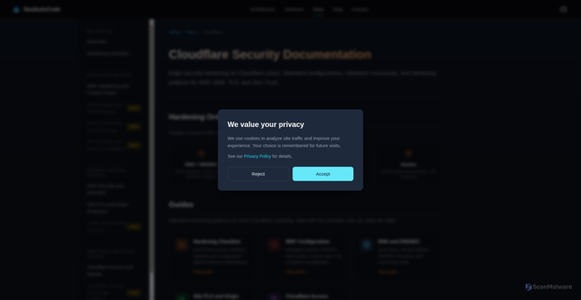 Security scan screenshot of https://studioascode-site.pages.dev/docs/cloudflare