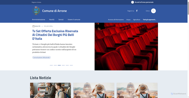 Security scan screenshot of https://www.comune.arrone.terni.it