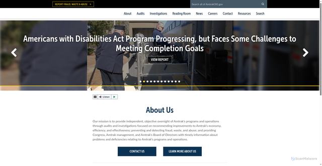 Security scan screenshot of https://amtrakoig.gov/