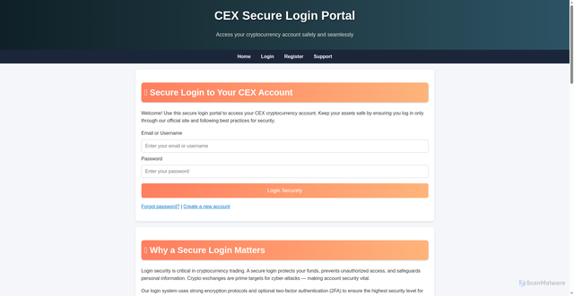 Security scan screenshot of http://cex-x-secure.pages.dev/