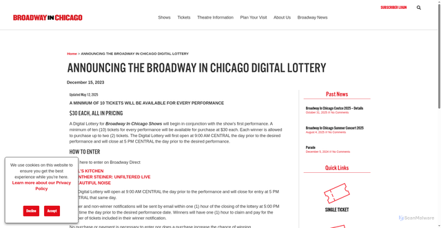 Security scan screenshot of https://www.broadwayinchicago.com/broadway-in-chicago-lottery/