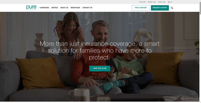 Security scan screenshot of https://pages.pureinsurance.com