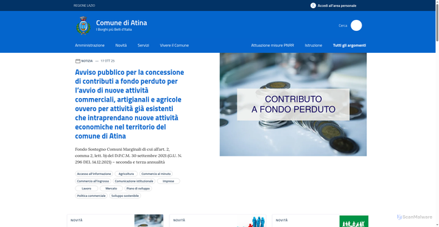 Security scan screenshot of https://www.comune.atina.fr.it/