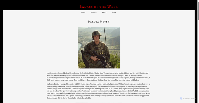 Security scan screenshot of https://www.badassoftheweek.com/meyer