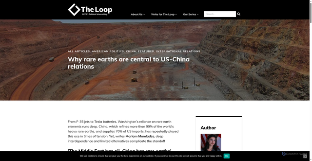 Security scan screenshot of https://theloop.ecpr.eu/rare-earths-are-central-to-us-china-relations/