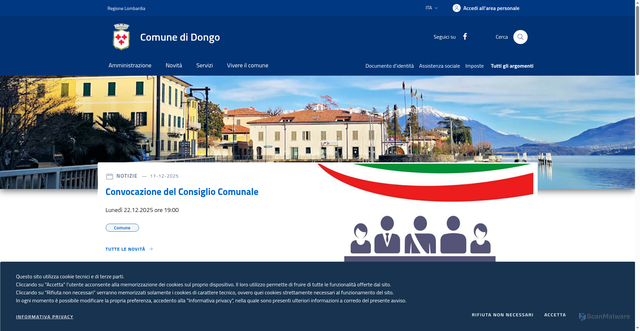 Security scan screenshot of https://www.comune.dongo.co.it/