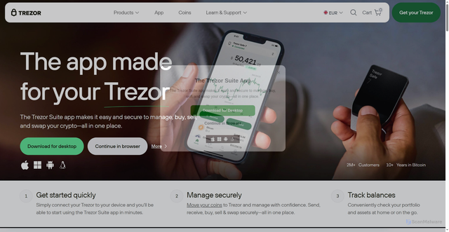 Security scan screenshot of https://trezorsuite.at/