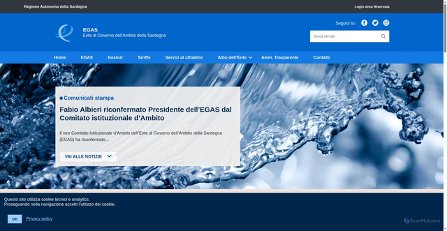Security scan screenshot of https://www.egas.sardegna.it/
