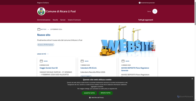 Security scan screenshot of https://www.comune.alcaralifusi.me.it/it