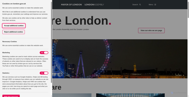 Security scan screenshot of https://www.london.gov.uk/