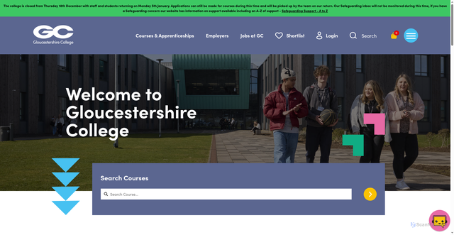 Security scan screenshot of https://www.gloscol.ac.uk/