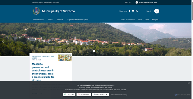 Security scan screenshot of https://www.comune.vidracco.to.it