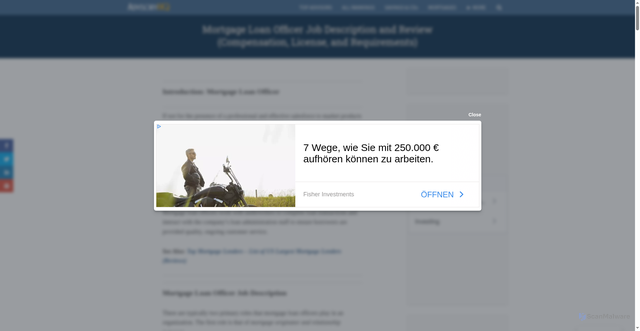 Security scan screenshot of https://www.advisoryhq.com/articles/mortgage-loan-officer/