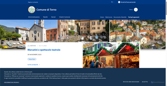 Security scan screenshot of https://www.comune.torno.co.it/