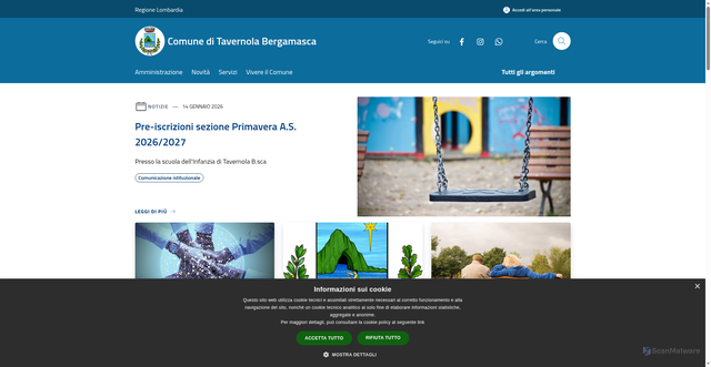 Security scan screenshot of https://www.comune.tavernola-bergamasca.bg.it/it