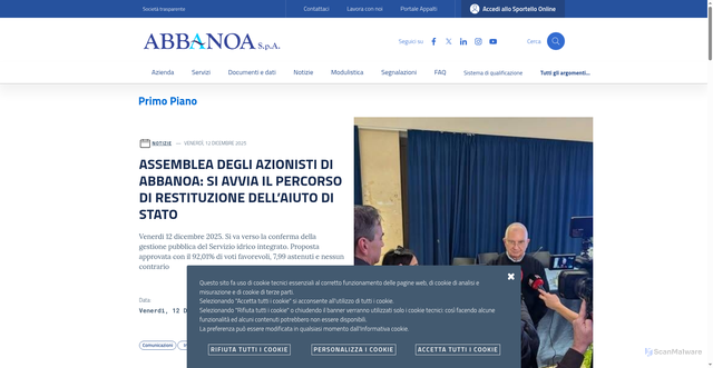 Security scan screenshot of https://www.abbanoa.it/