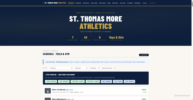 Security scan screenshot of https://omahacatholicsports.org/