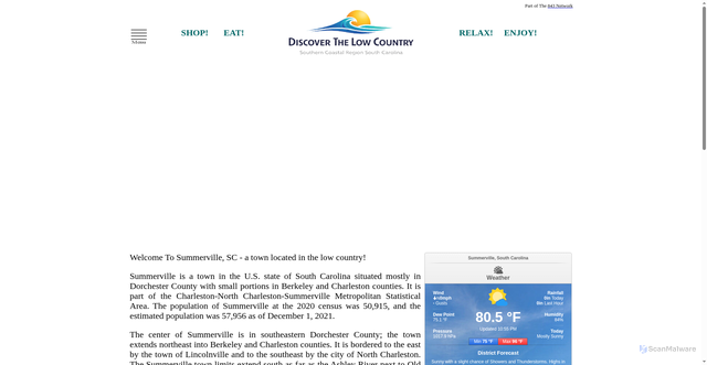 Security scan screenshot of https://www.discoverthelowcountry.com/summerville-south-carolina.shtml