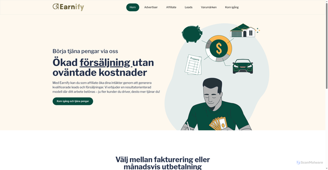 Security scan screenshot of https://earnify.se