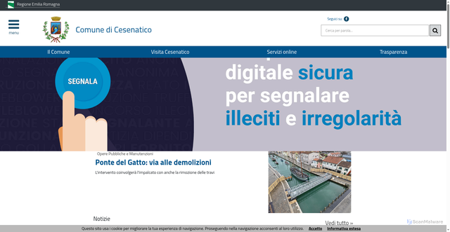 Security scan screenshot of https://www.comune.cesenatico.fc.it