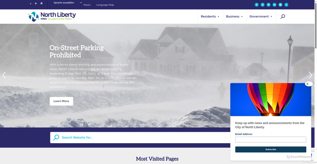 Security scan screenshot of https://northlibertyiowa.org/