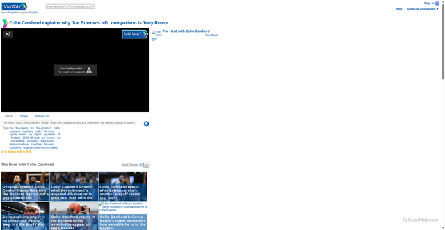 Security scan screenshot of https://www2.viaway.com/view/79691017/colin-cowherd-explains-why-joe-burrows-nfl-comparison-is-tony-romo