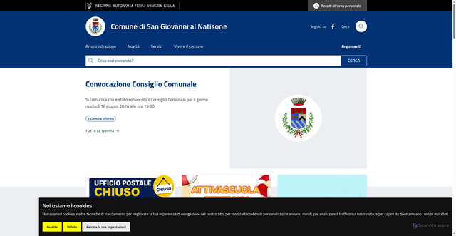 Security scan screenshot of https://www.comune.sangiovannialnatisone.ud.it