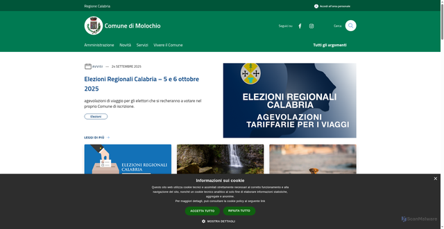 Security scan screenshot of https://www.comune.molochio.rc.it/it