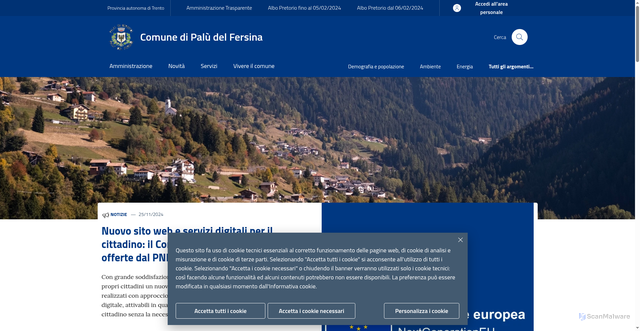 Security scan screenshot of https://www.comune.paludelfersina.tn.it/