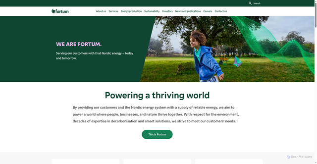 Security scan screenshot of https://www.fortum.com/