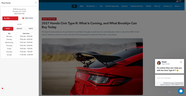 Security scan screenshot of https://www.plazahonda.com/2027-honda-civic-type-r-what-is-coming-and-what-brooklyn-can-buy-today
