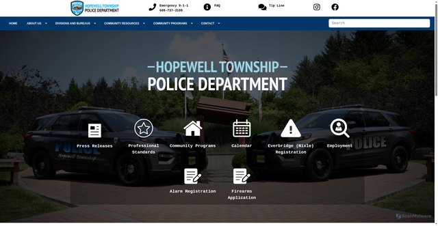Security scan screenshot of https://hopewellpolicenj.gov/