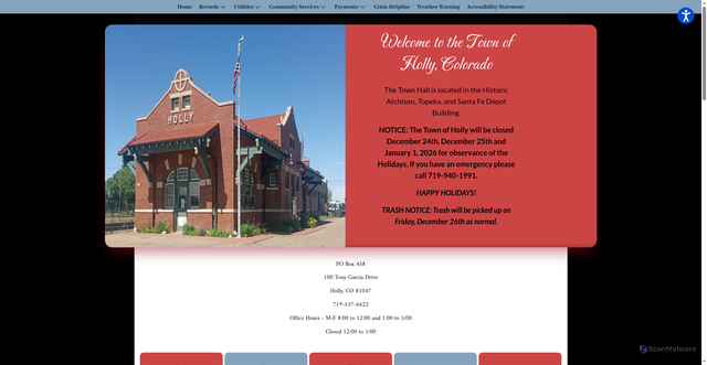 Security scan screenshot of https://townofhollyco.gov/