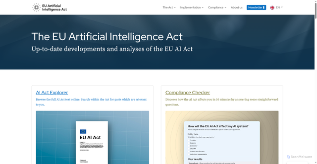 Security scan screenshot of https://artificialintelligenceact.eu/