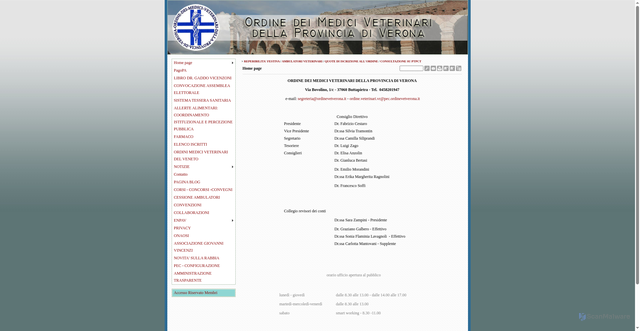 Security scan screenshot of https://www.ordinevetverona.it/default.asp?iId=HILHG
