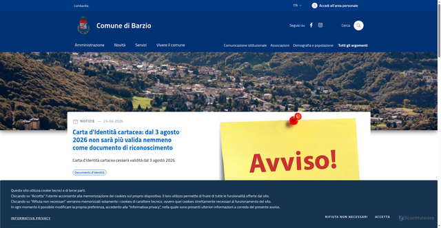 Security scan screenshot of https://www.comune.barzio.lc.it