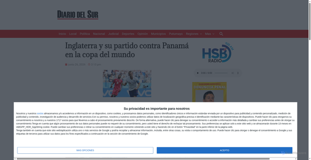Security scan screenshot of https://www.diariodelsur.com.co/inglaterra-y-su-partido-contra-panama-en-la-copa-del-mundo/