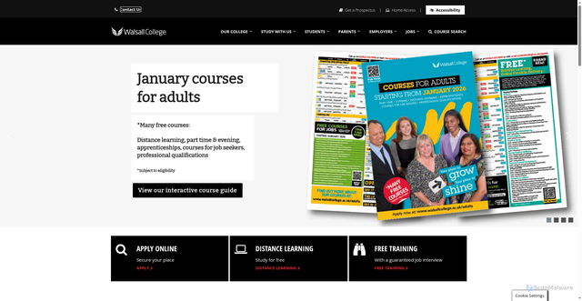 Security scan screenshot of https://www.walsallcollege.ac.uk:443/
