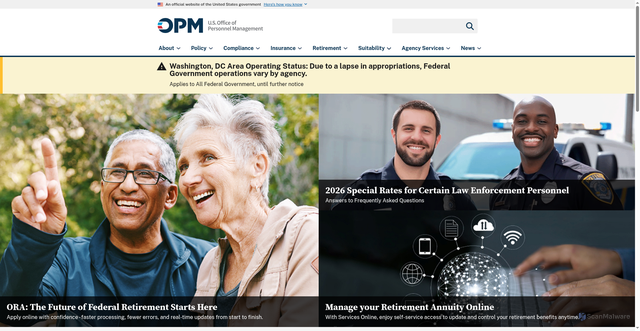 Security scan screenshot of https://www.opm.gov/