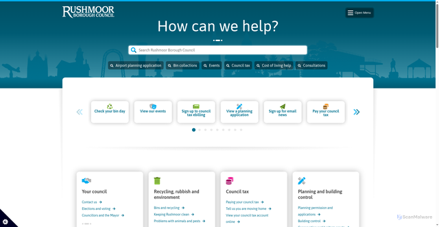 Security scan screenshot of https://www.rushmoor.gov.uk/