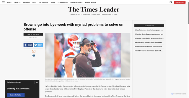 Security scan screenshot of https://www.timesleaderonline.com/sports/local-sports/2025/10/browns-go-into-bye-week-with-myriad-problems-to-solve-on-offense/