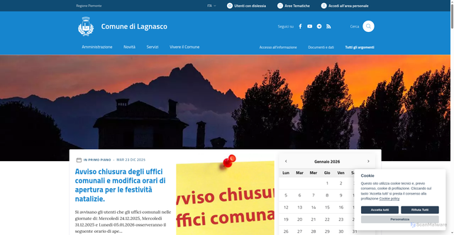 Security scan screenshot of https://www.comune.lagnasco.cn.it/