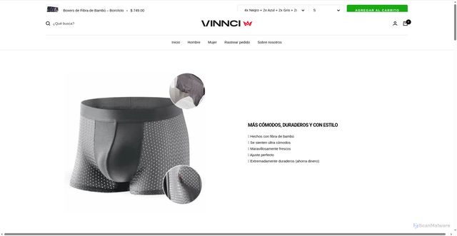 Security scan screenshot of https://vinncimx.com/products/boxers-de-fibra-de-bambu-boxvicto