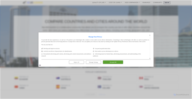 Security scan screenshot of https://mylifeelsewhere.com