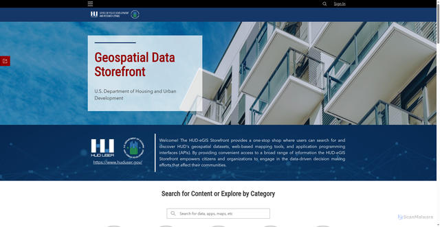 Security scan screenshot of https://hudgis-hud.opendata.arcgis.com/