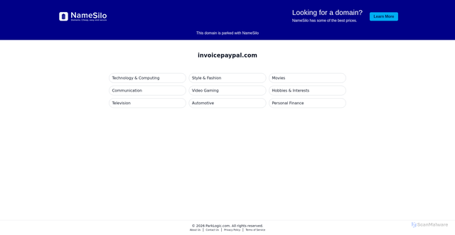 Security scan screenshot of https://invoicepaypal.com