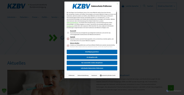 Security scan screenshot of https://www.kzbv.de/