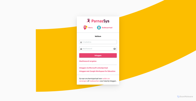 Security scan screenshot of https://inloggen.parnassys.net