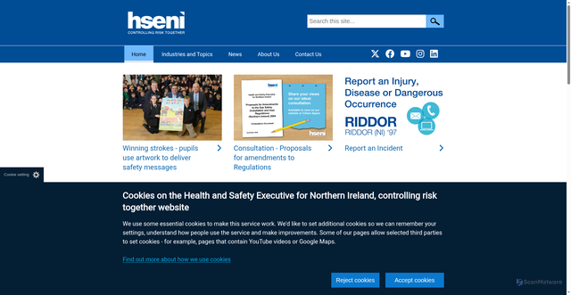Security scan screenshot of https://www.hseni.gov.uk/